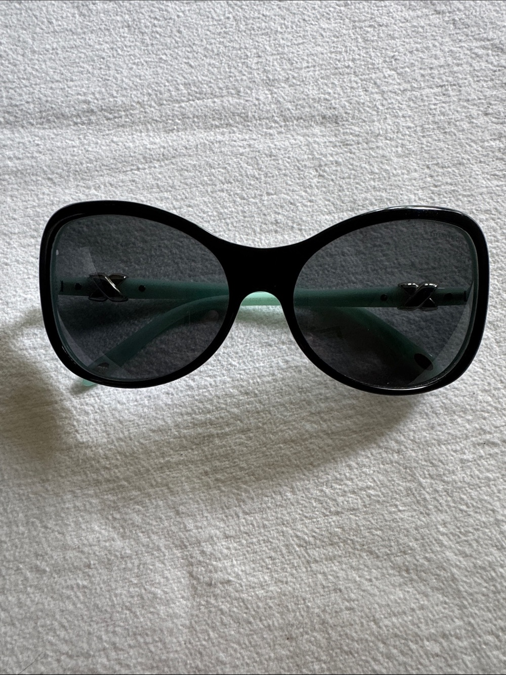 Tiffany & Co. Oversized Women's Sunglasses - Black Front with Mint Green Temples